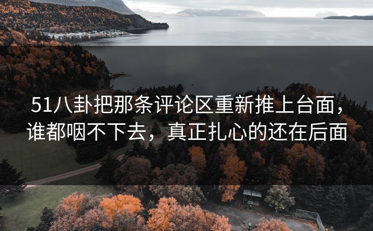 51八卦把那条评论区重新推上台面，谁都咽不下去，真正扎心的还在后面