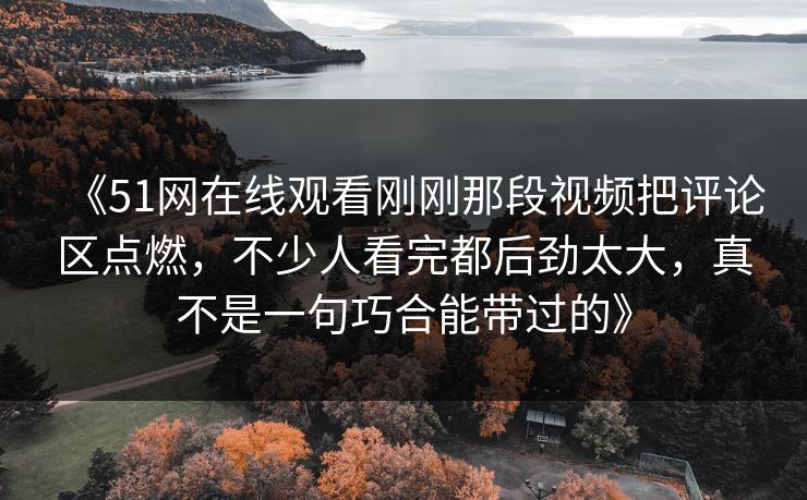 《51网在线观看刚刚那段视频把评论区点燃，不少人看完都后劲太大，真不是一句巧合能带过的》