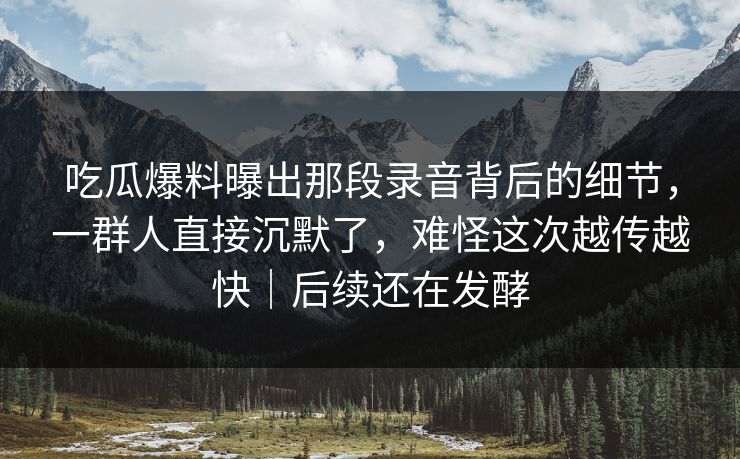 吃瓜爆料曝出那段录音背后的细节，一群人直接沉默了，难怪这次越传越快｜后续还在发酵