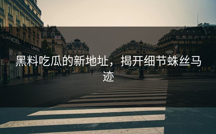 黑料吃瓜的新地址，揭开细节蛛丝马迹